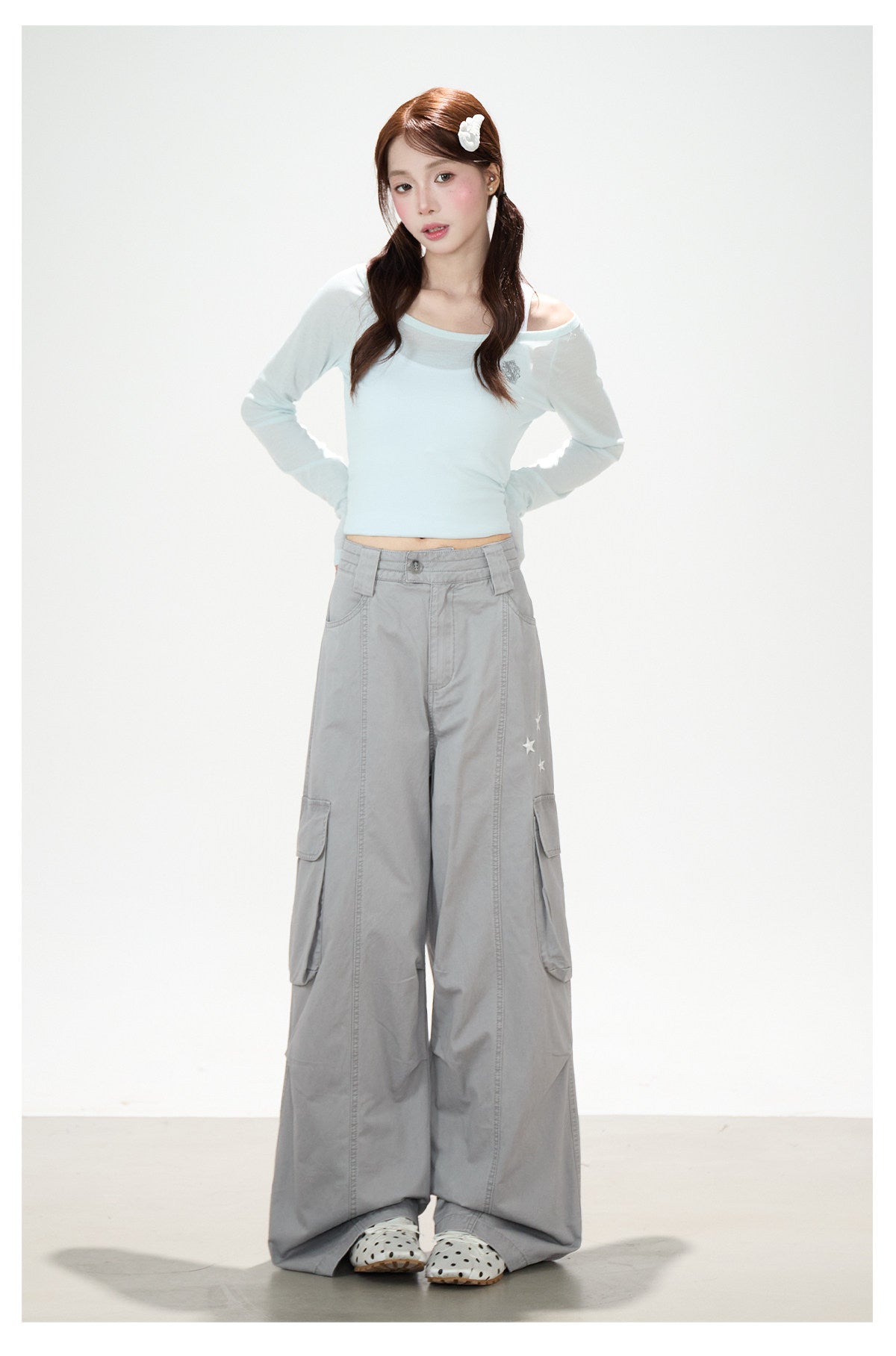 Star Deconstructed Wide-Leg Cargo Pants