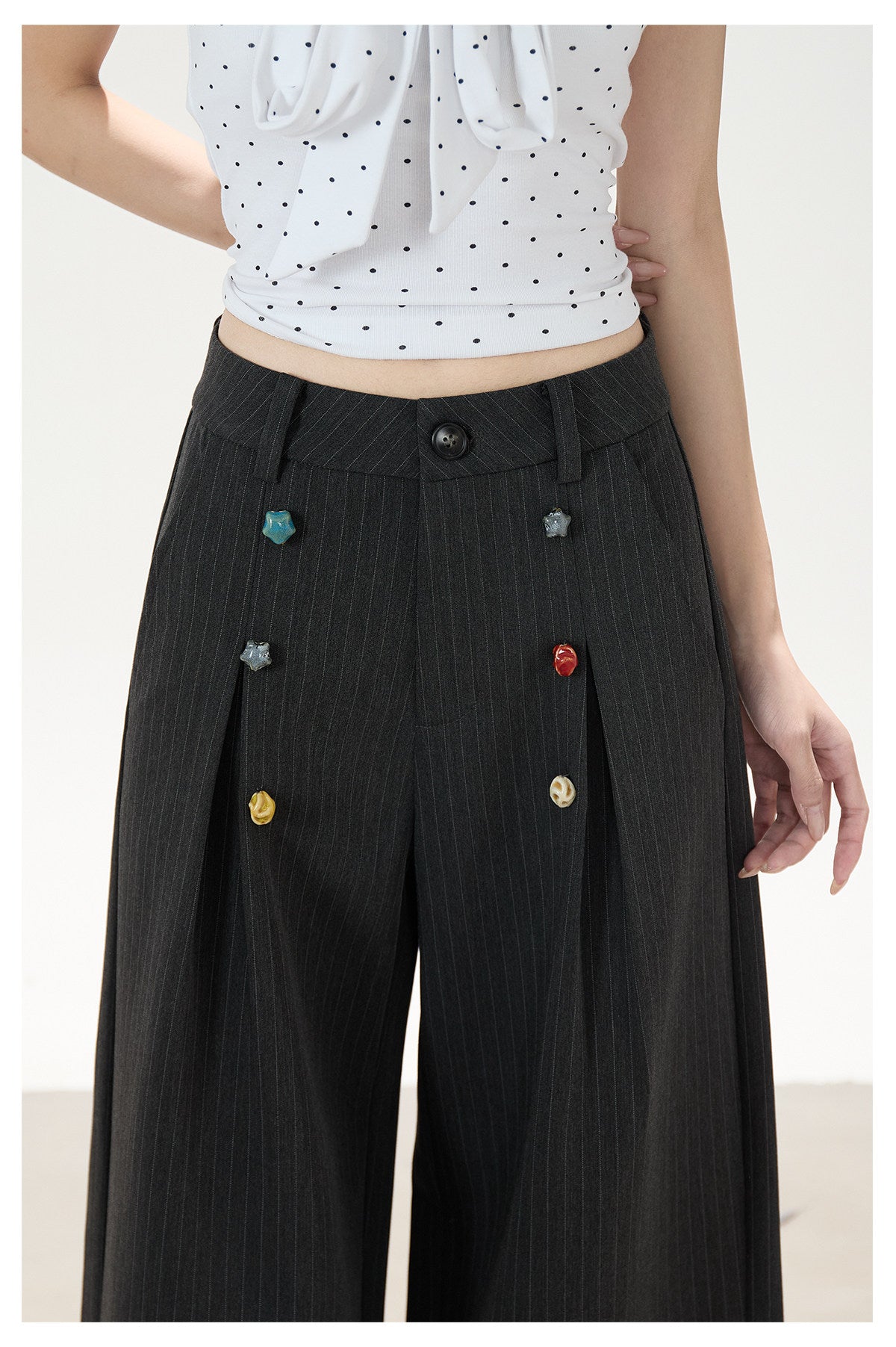 Pinstripe Charm Wide-Leg Trousers