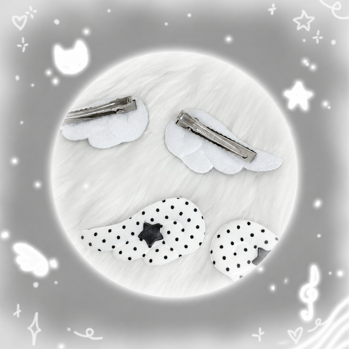 Polka Dot Star Wing Hair Clips