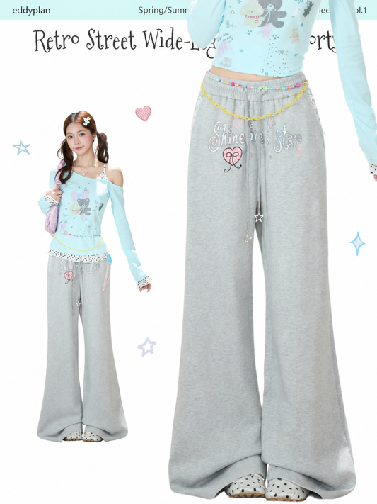 Shine Like a Star Graphic Wide-Leg Sweatpants