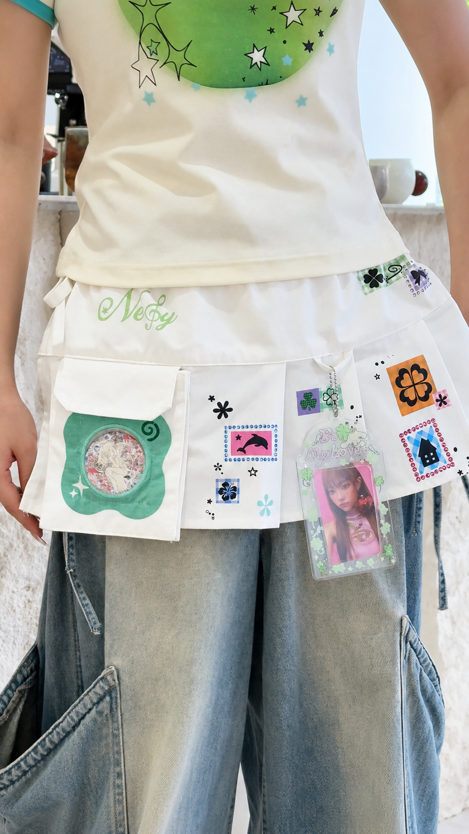 Lucky Clover White Skirt Overlay