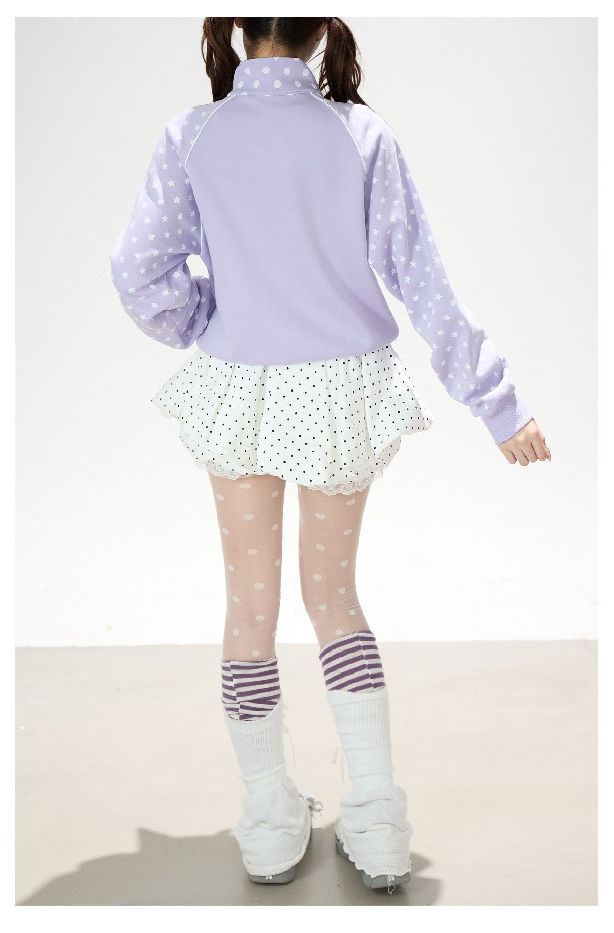 Polka-Dot Star Zip-Up Sweatshirt Jacket