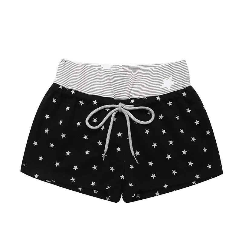 Cartoon Polka-Dot Zip-Up Hoodie & Star Print Shorts