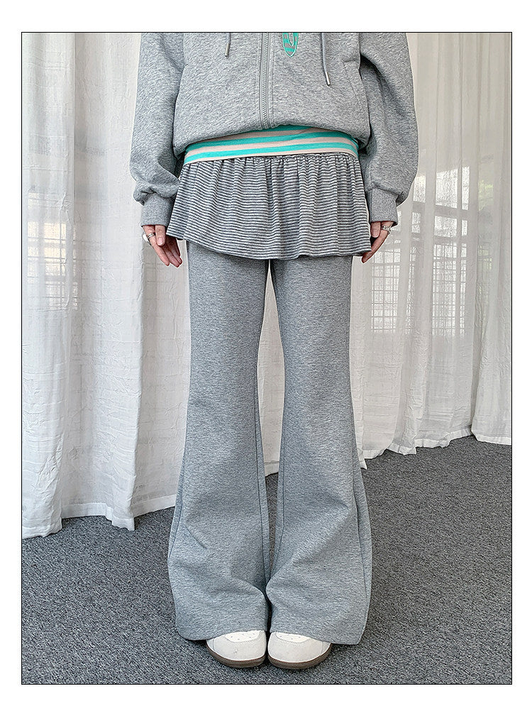 Striped Ruffle Layered Flare Pants