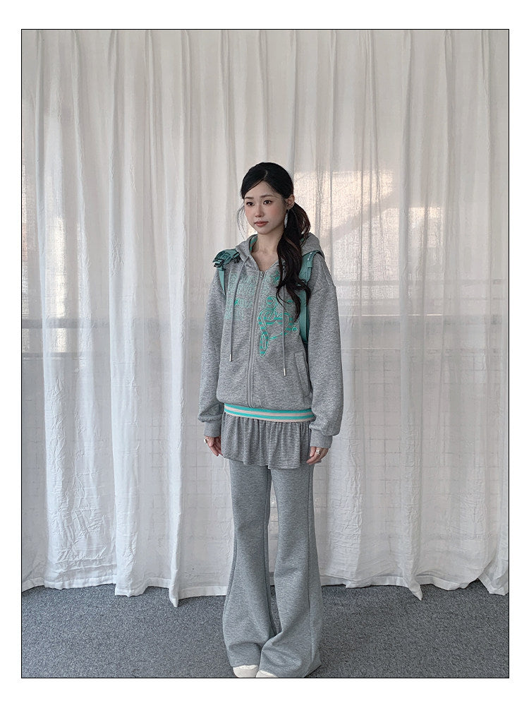 Striped Ruffle Layered Flare Pants