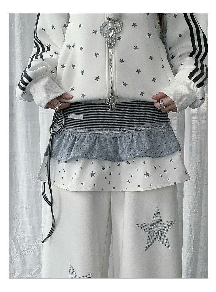 Star Polka Dot Patchwork Wrap Layering Skirt