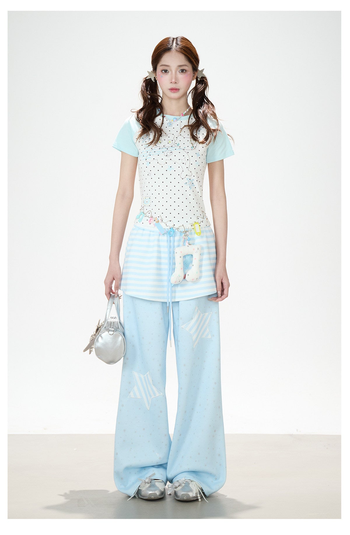 Star Patch Layered Wide-Leg Sweatpants