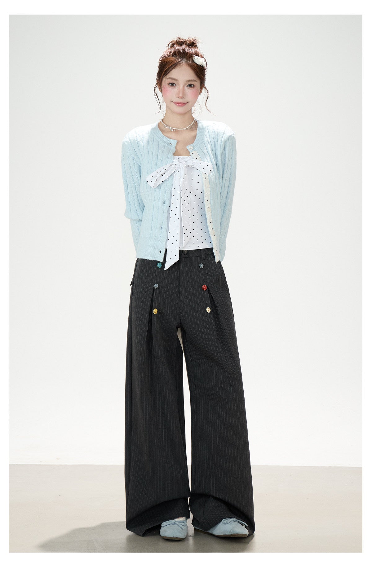 Pinstripe Charm Wide-Leg Trousers