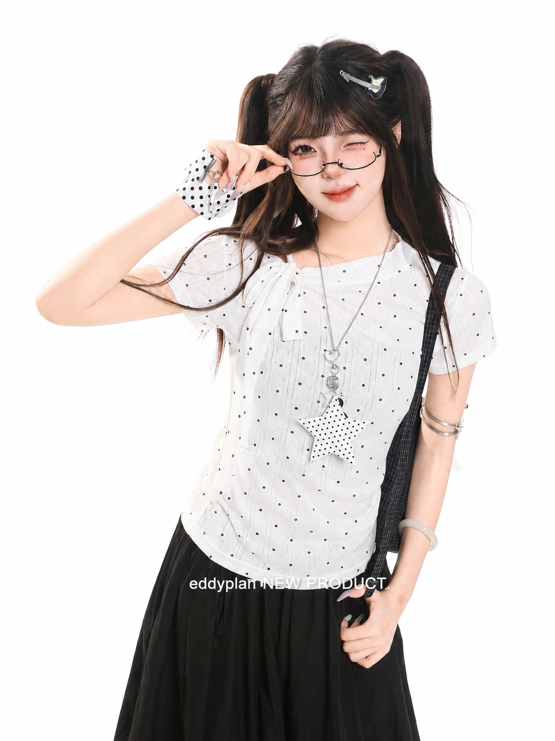 Polka Dot Tie-Neck Baby Tee