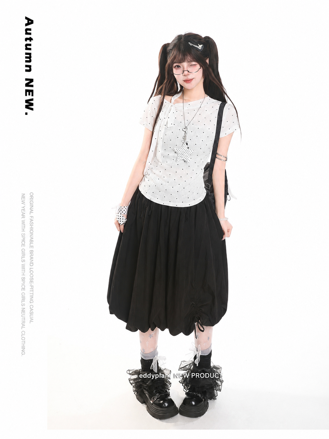 Polka Dot Tie-Neck Baby Tee