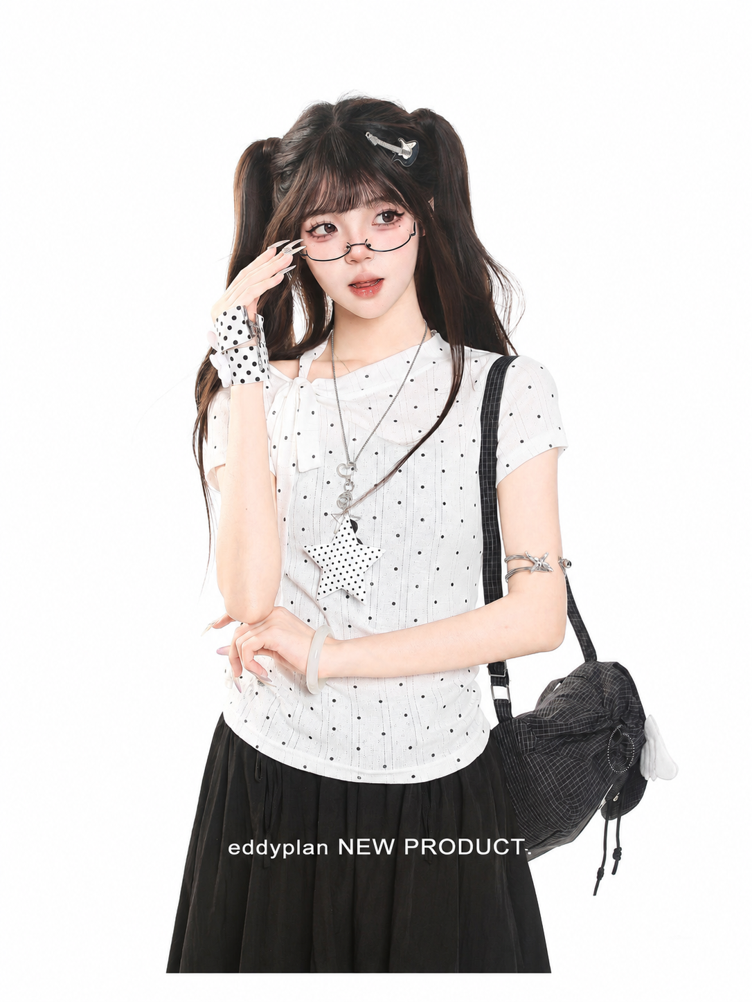 Polka Dot Tie-Neck Baby Tee