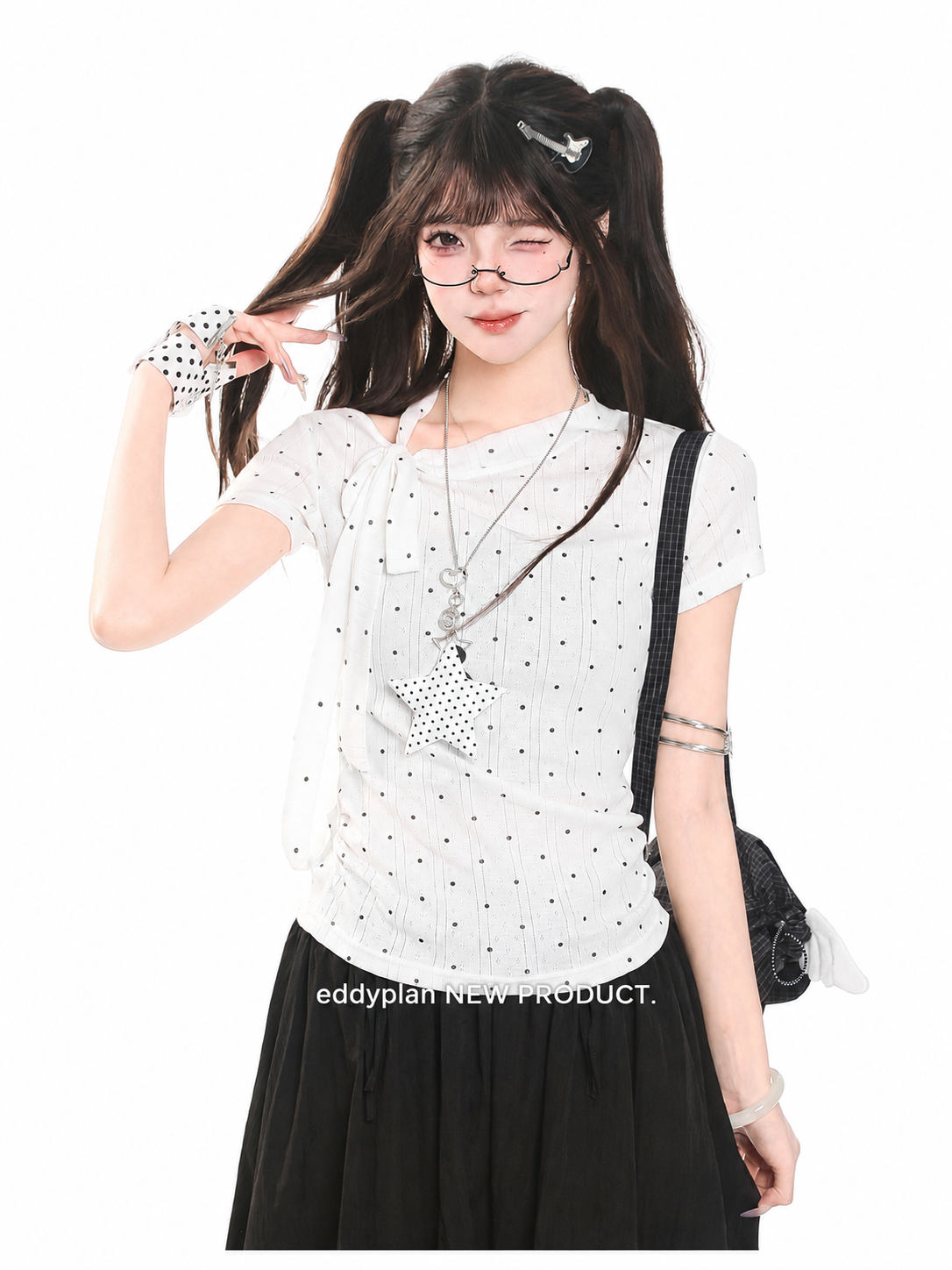 Polka Dot Tie-Neck Baby Tee