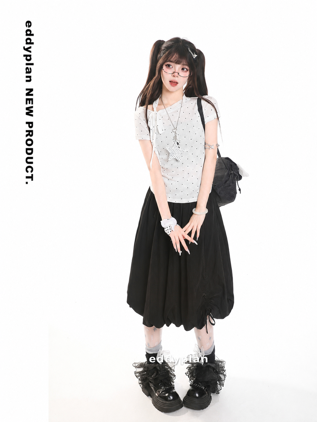 Polka Dot Tie-Neck Baby Tee