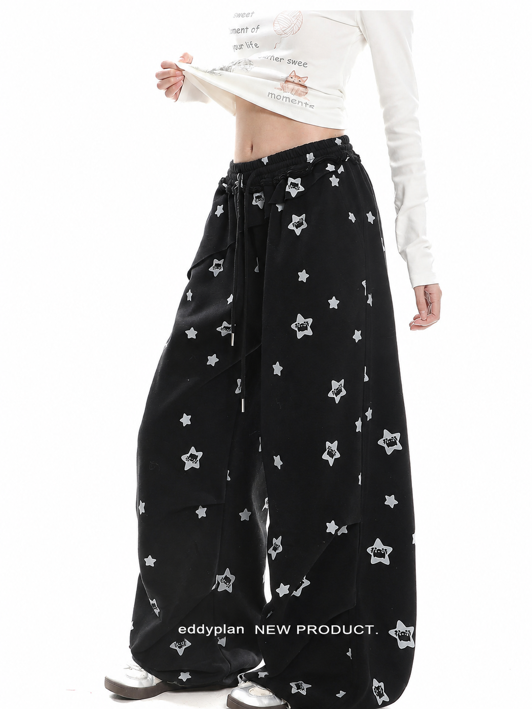 Star Kitty Layered Wide-Leg Pants