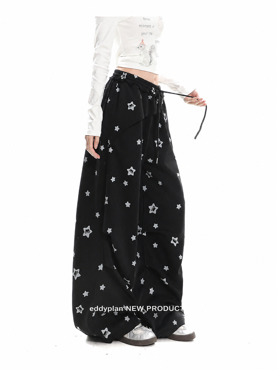 Star Kitty Layered Wide-Leg Pants