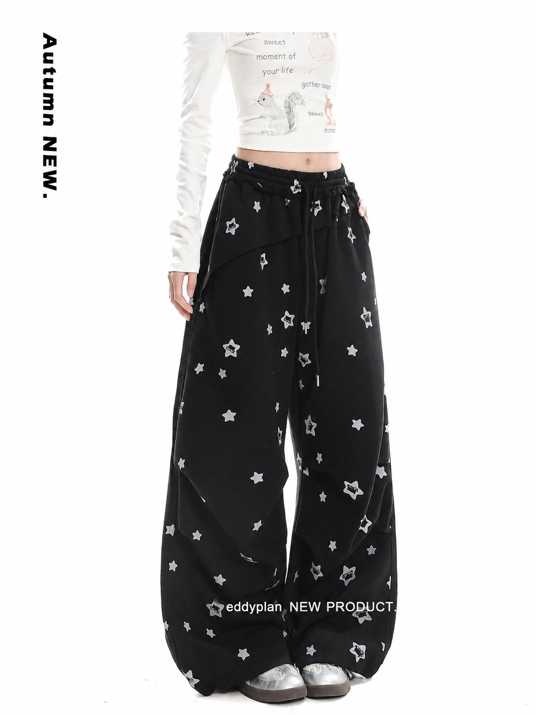 Star Kitty Layered Wide-Leg Pants