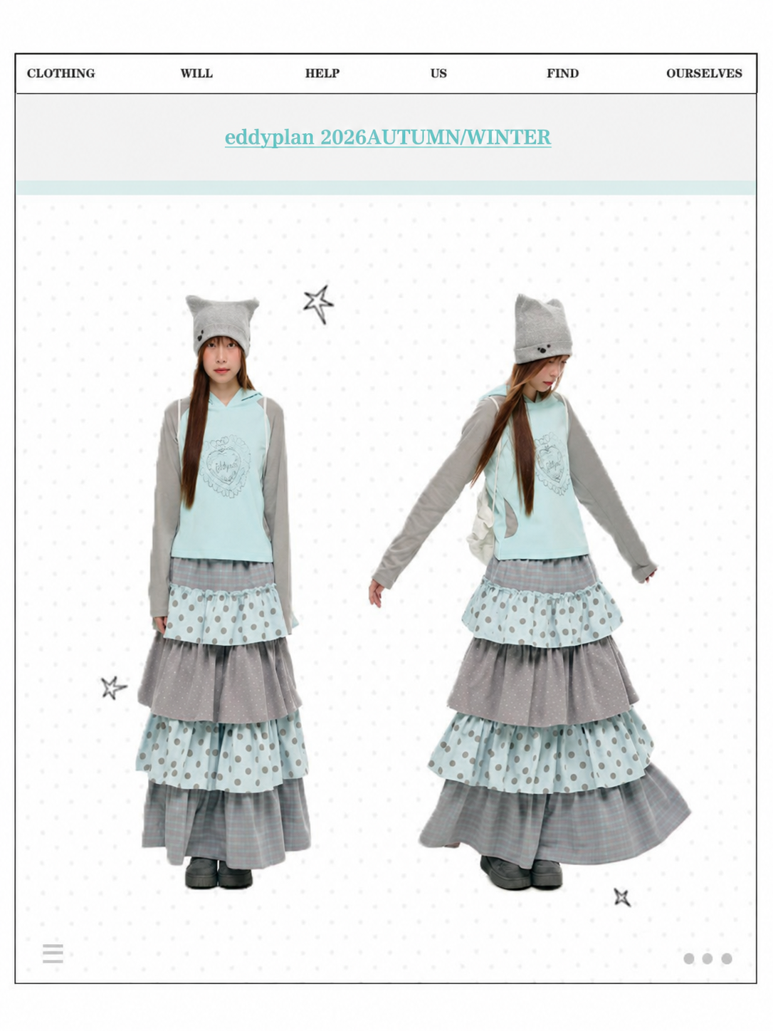 Mint Heart Contrast Hooded Long Sleeve Top