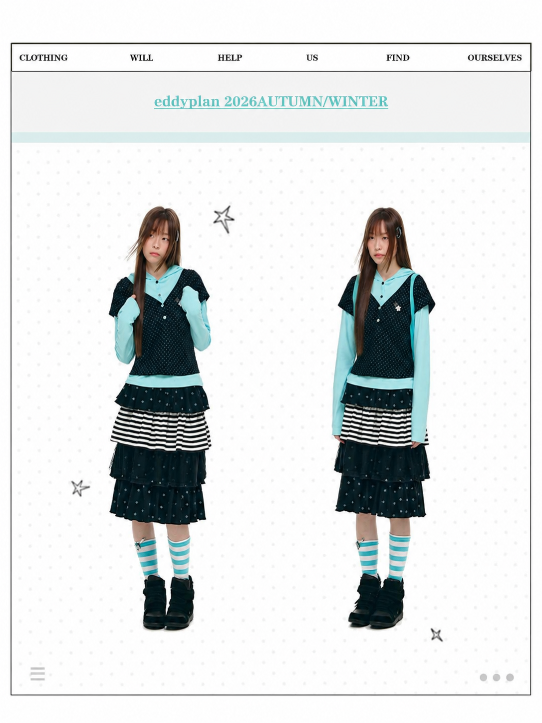 Star Stripe Tiered Ruffle Midi Skirt