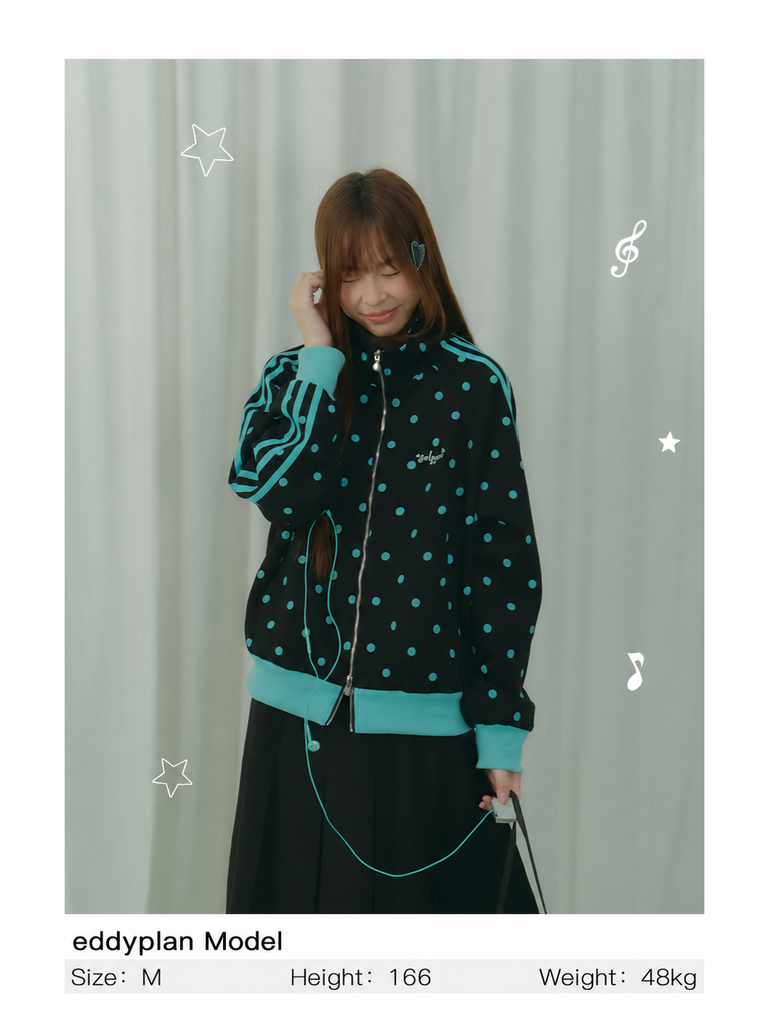 Mint Polka Dot Double-Zip Track Jacket