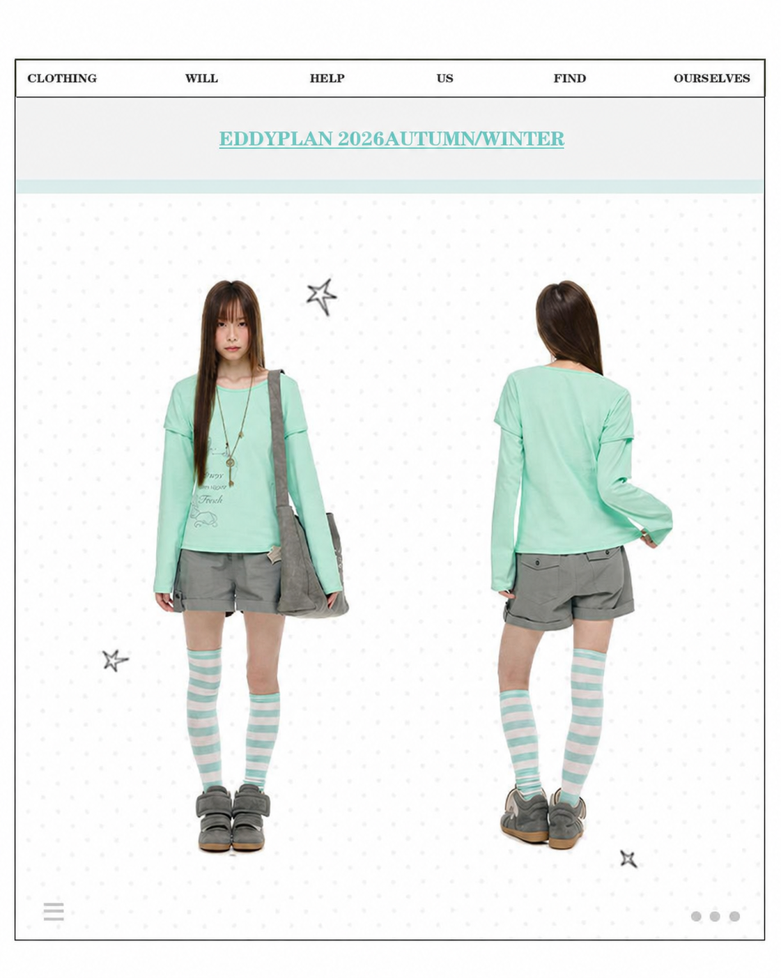 Mint Haze Faux-Layer Graphic Long Sleeve Top