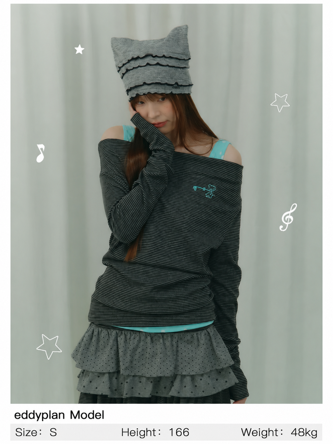Charcoal Dot & Star Tiered Ruffle Mini Skirt