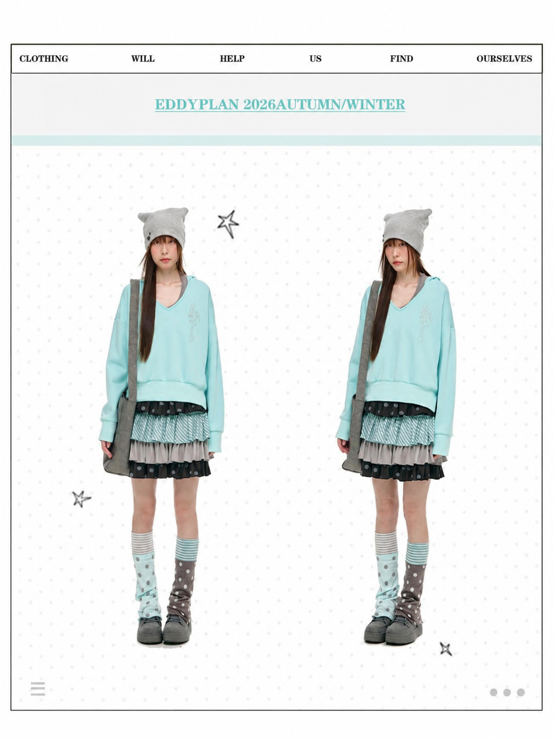 Mint Haze Faux-Layer Halter Hooded Sweatshirt
