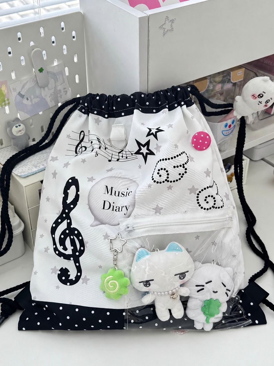 Music Note Drawstring Ita Backpack