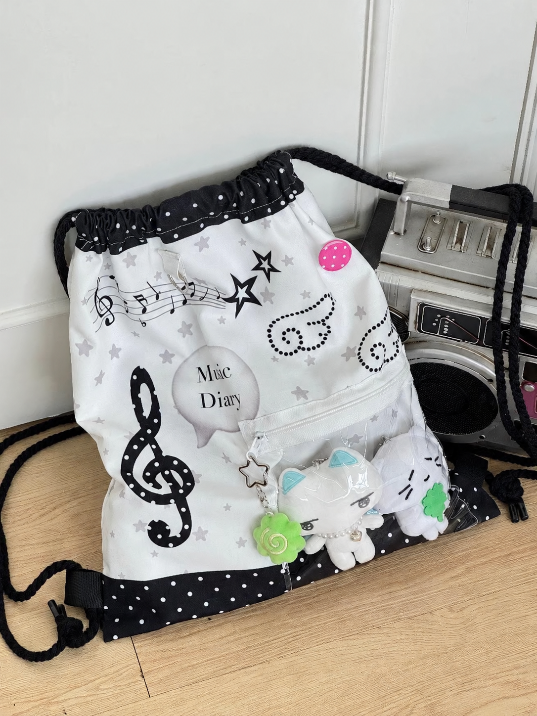 Music Note Drawstring Ita Backpack