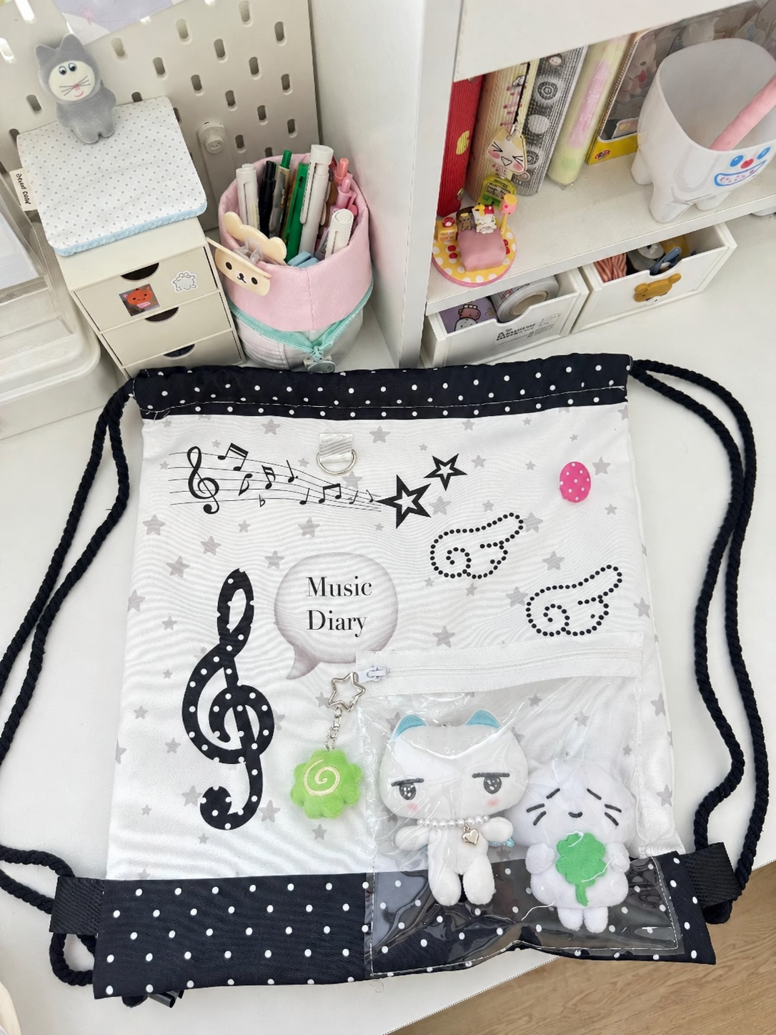 Music Note Drawstring Ita Backpack