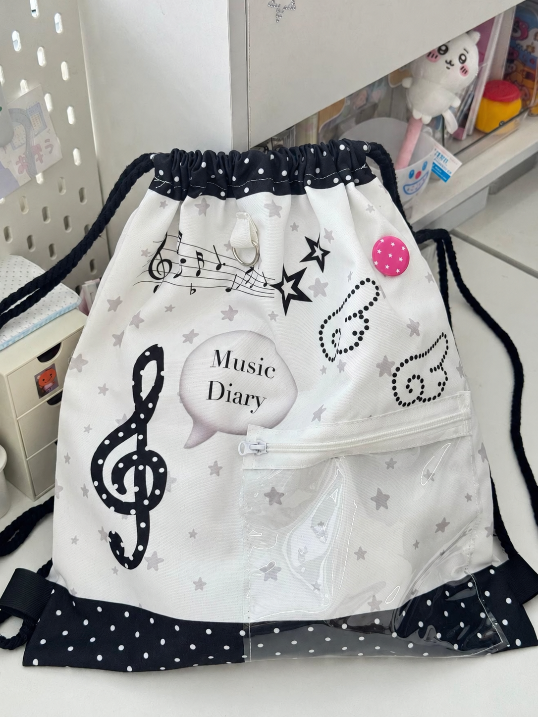 Music Note Drawstring Ita Backpack