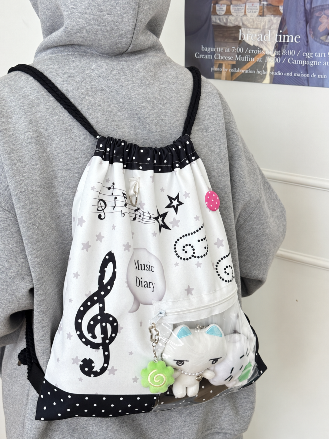 Music Note Drawstring Ita Backpack