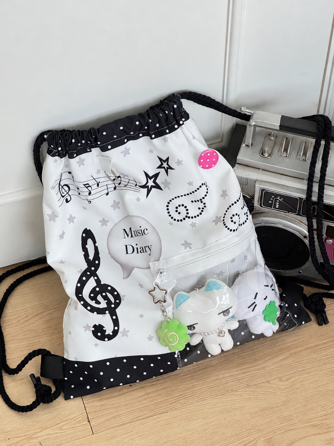 Music Note Drawstring Ita Backpack