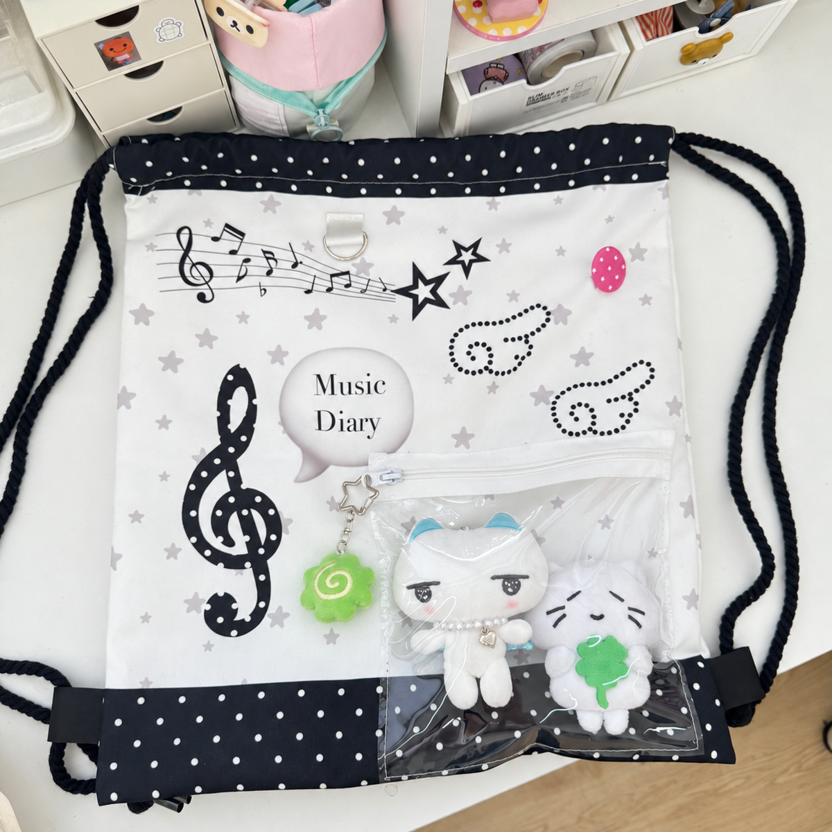Music Note Drawstring Ita Backpack