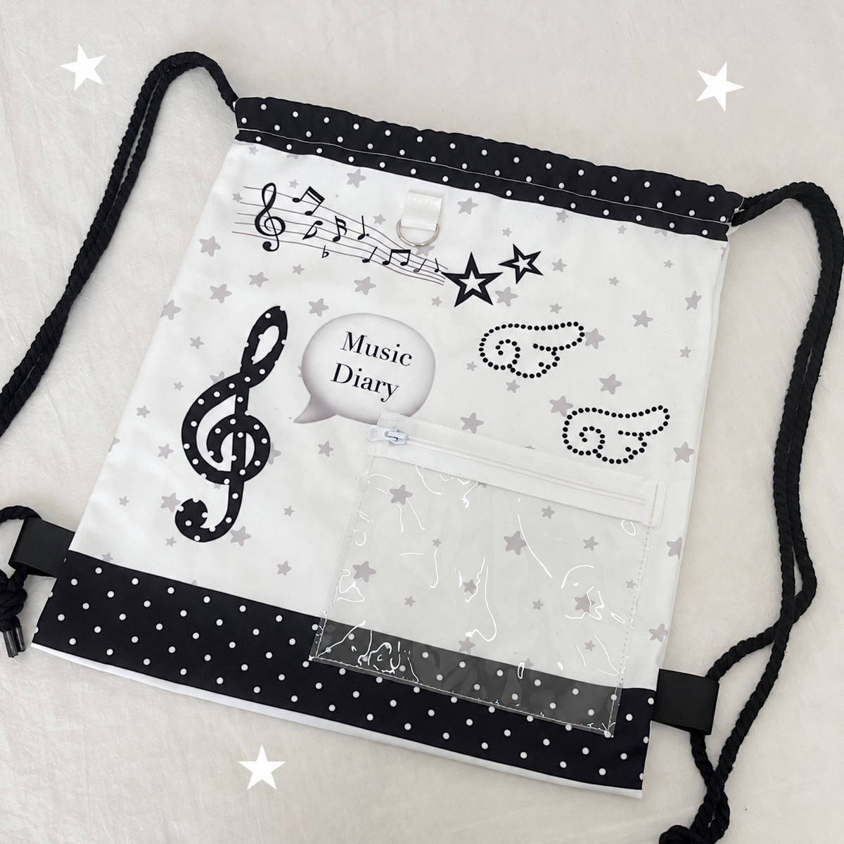 Music Note Drawstring Ita Backpack