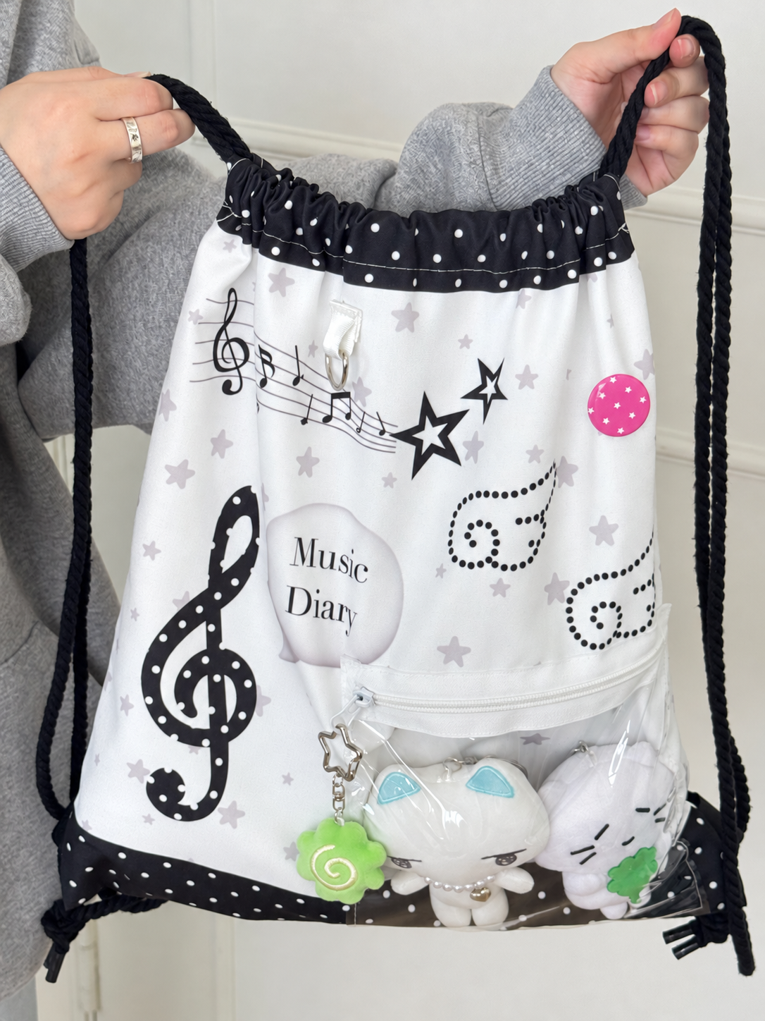 Music Note Drawstring Ita Backpack