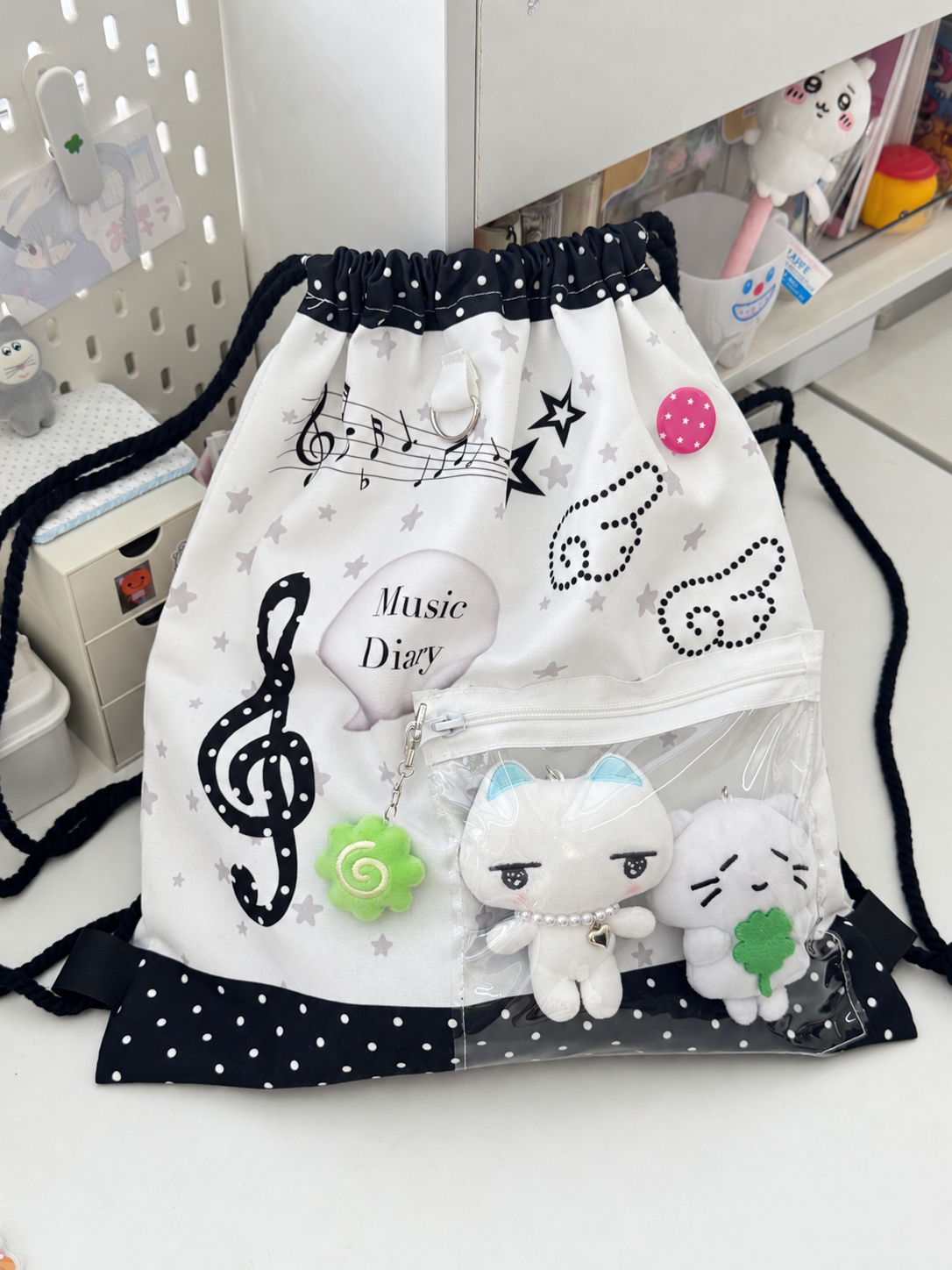Music Note Drawstring Ita Backpack