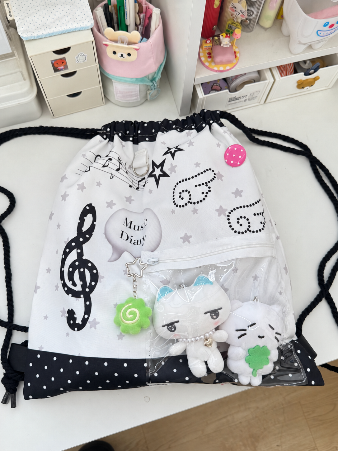 Music Note Drawstring Ita Backpack