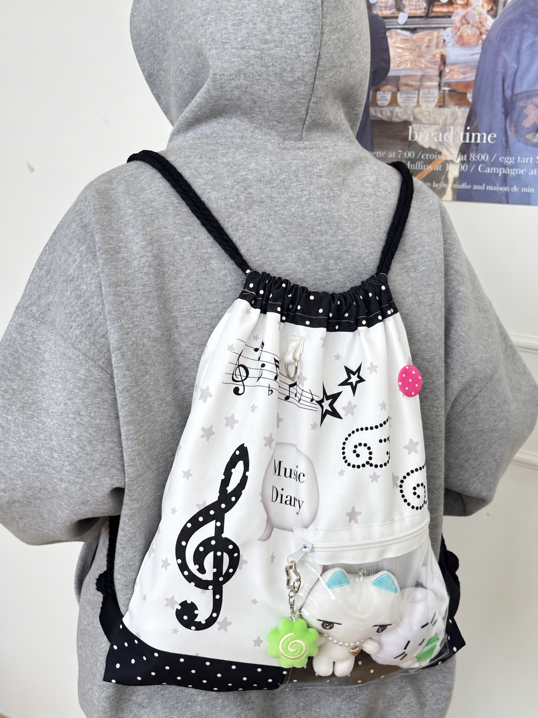 Music Note Drawstring Ita Backpack