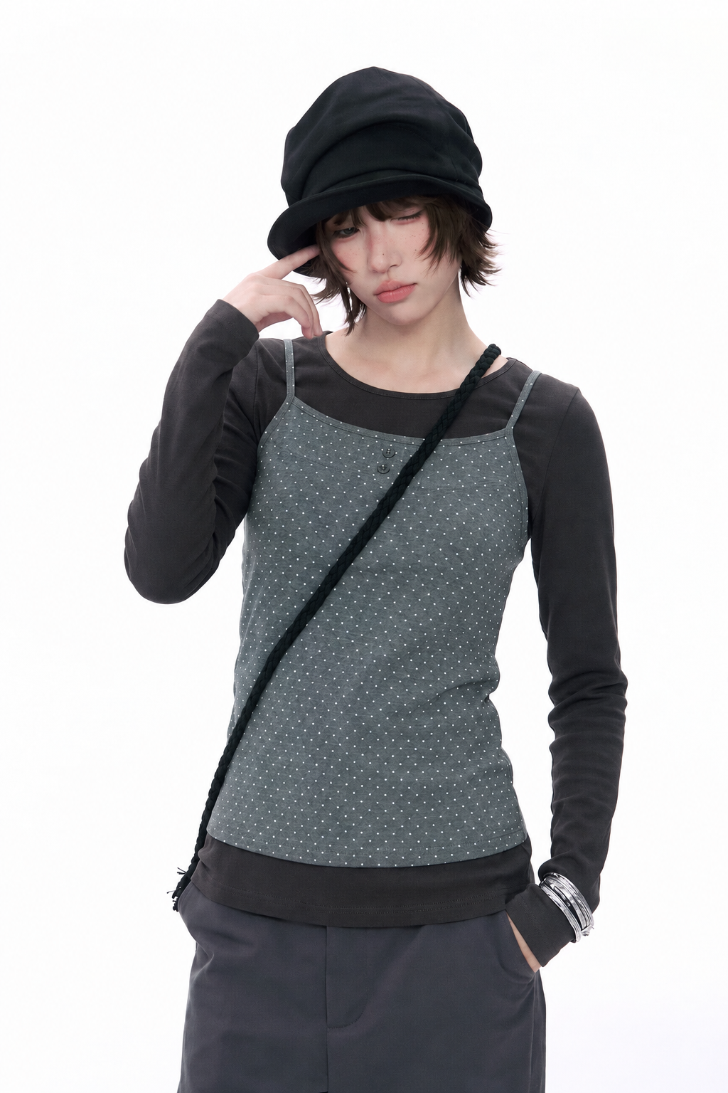 Polka Dot Cami & Long Sleeve Layering Set