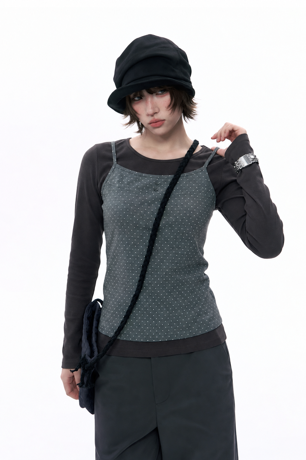 Polka Dot Cami & Long Sleeve Layering Set