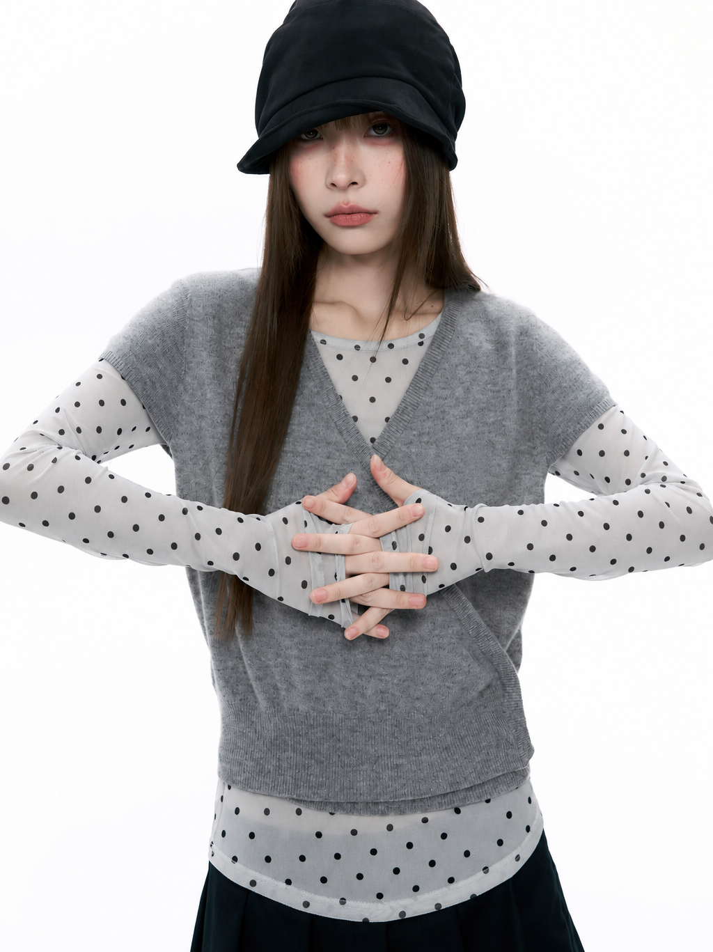 Wool Wrap-Tie V-Neck Knit Top