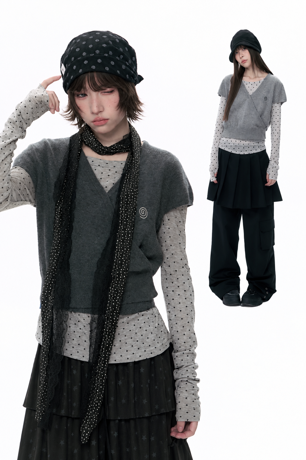 Wool Wrap-Tie V-Neck Knit Top