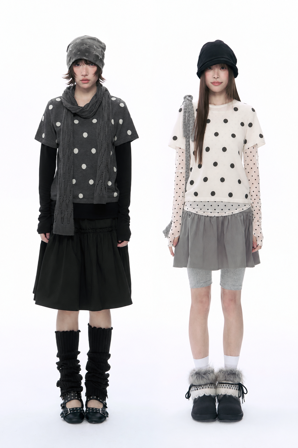 Polka Dot Wool-Blend Short Sleeve Knit Top