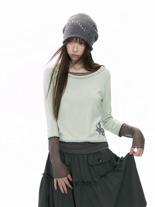 Music Star Back-Tie 3/4 Sleeve Top