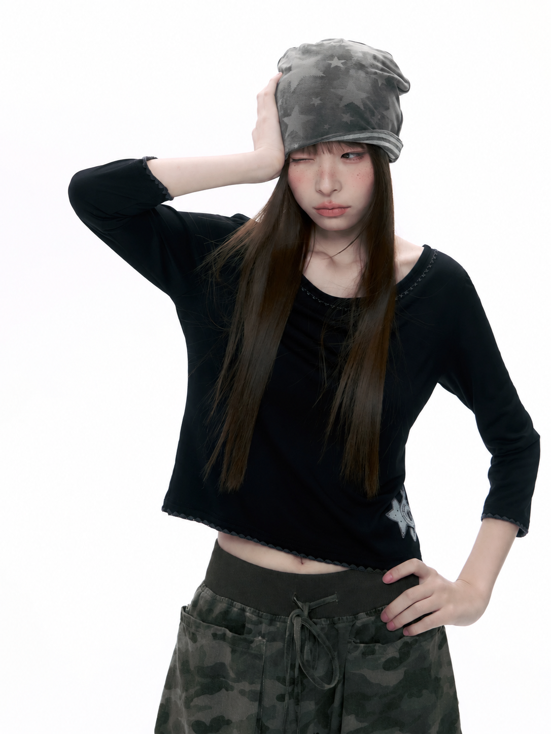 Music Star Back-Tie 3/4 Sleeve Top
