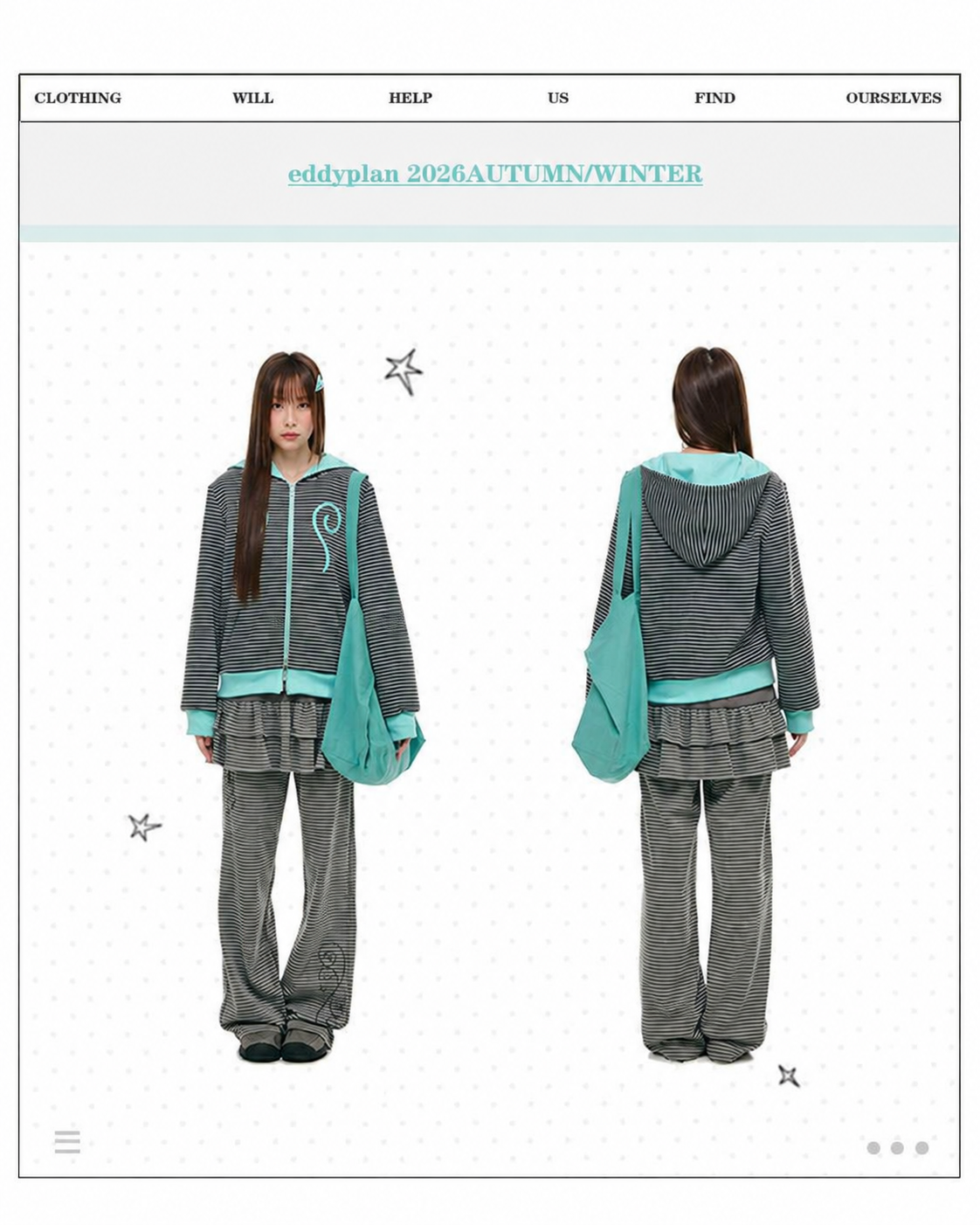 Mint Contrast Stripe Double-Zip Hoodie