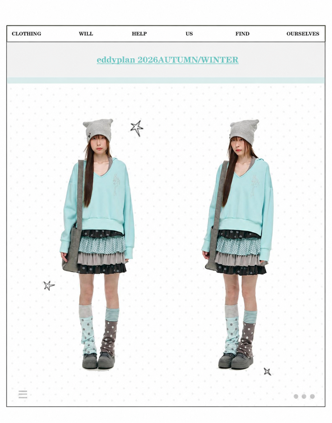 Gray Green Polka Dot & Stripe Tiered Mini Skirt