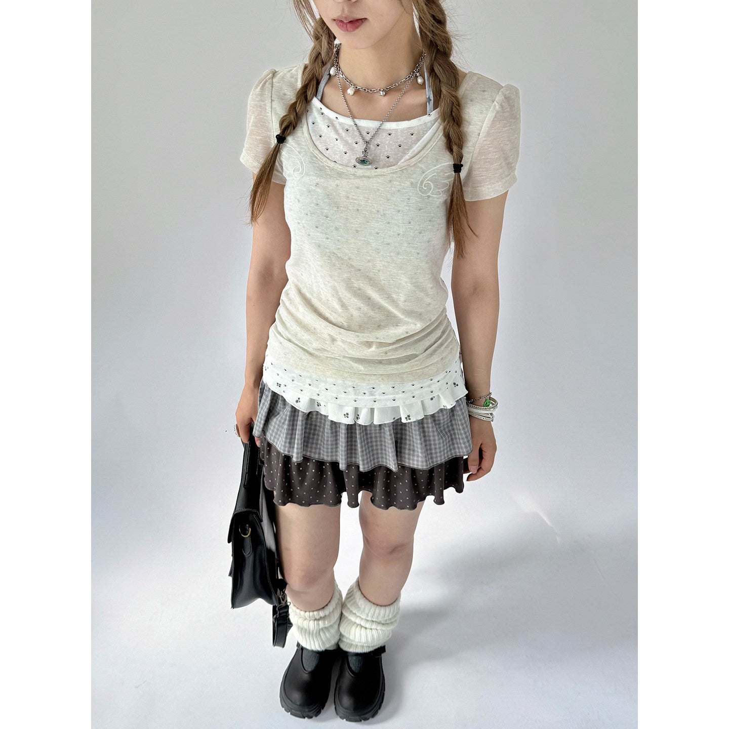Angel Cat Back-Tie Layered Lyocell Tee