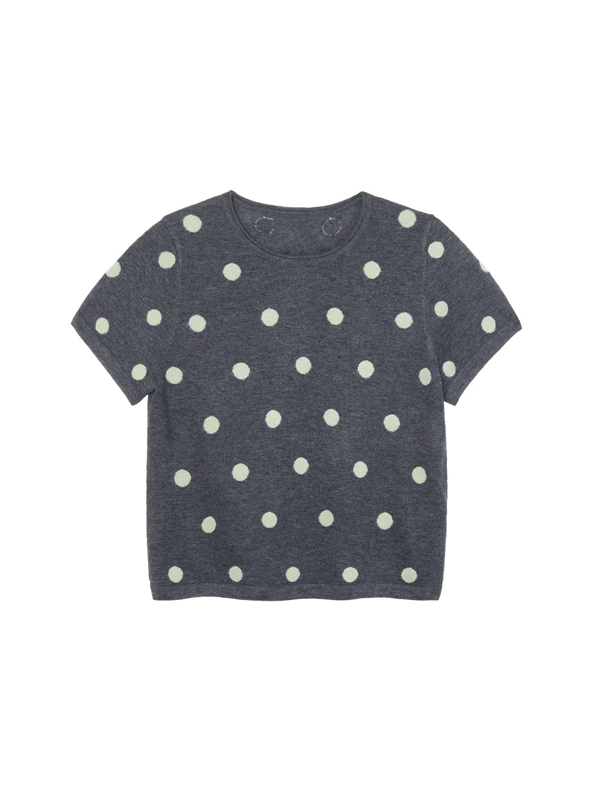 Polka Dot Wool-Blend Short Sleeve Knit Top