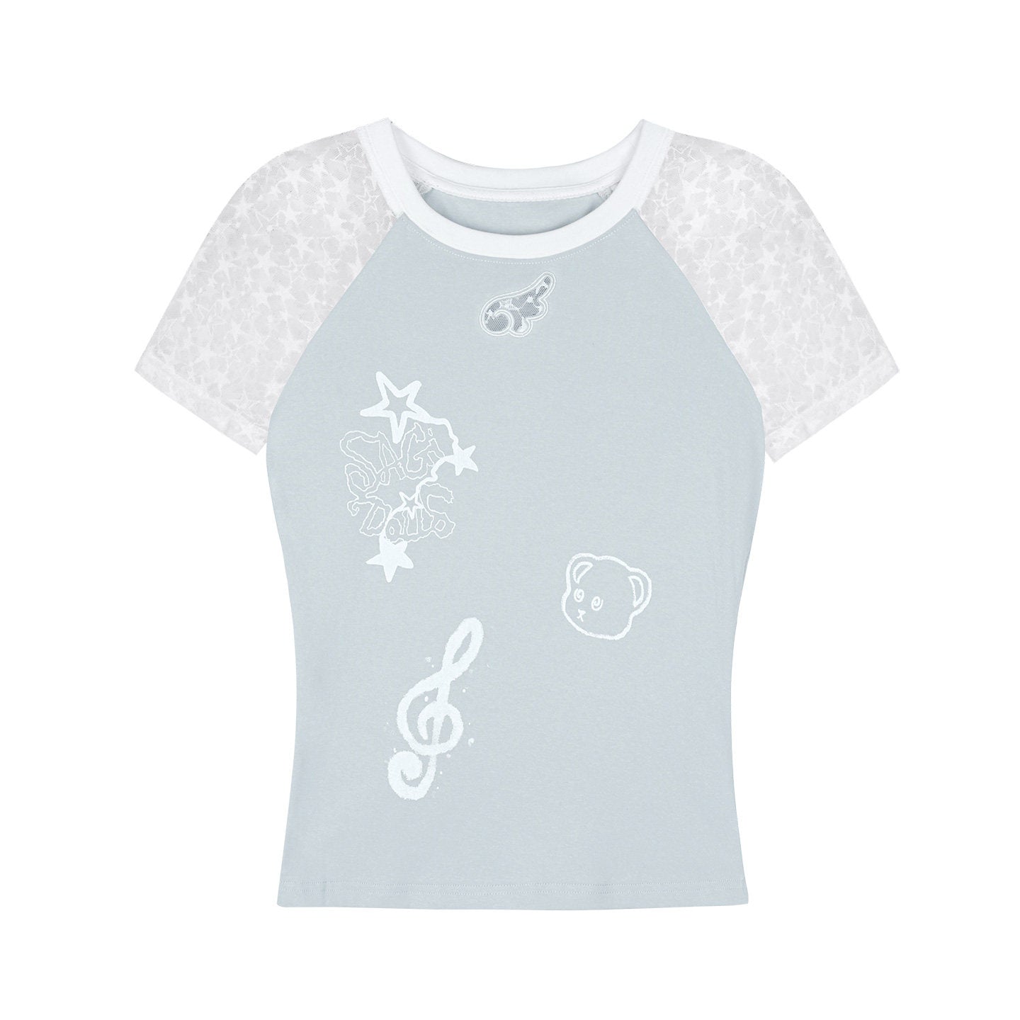 Ice Blue Lace Raglan Graphic Tee